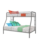 Slickblue Twin over Full Sturdy Metal Bunk Bed with Safety Rails and Ladder
