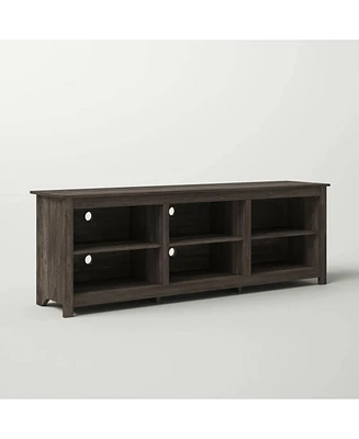 Slickblue Wood Tv Stand Entertainment Center for Flat Screen Tv with Storage and Shelving