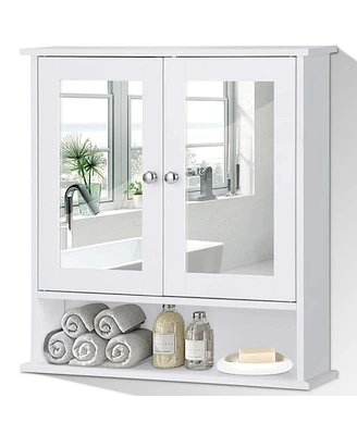 Slickblue Bathroom Wall Medicine Cabinet with Mirror and Open Shelf