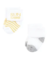 Hudson Baby Boys Cotton Rich Newborn And Terry Socks, Sunshine Clouds, 0-6 Months