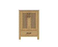 DeerValley 24" Pre-assembled Single Bathroom Vanity with Ceramic Top, Soft-close Doors and Drawer