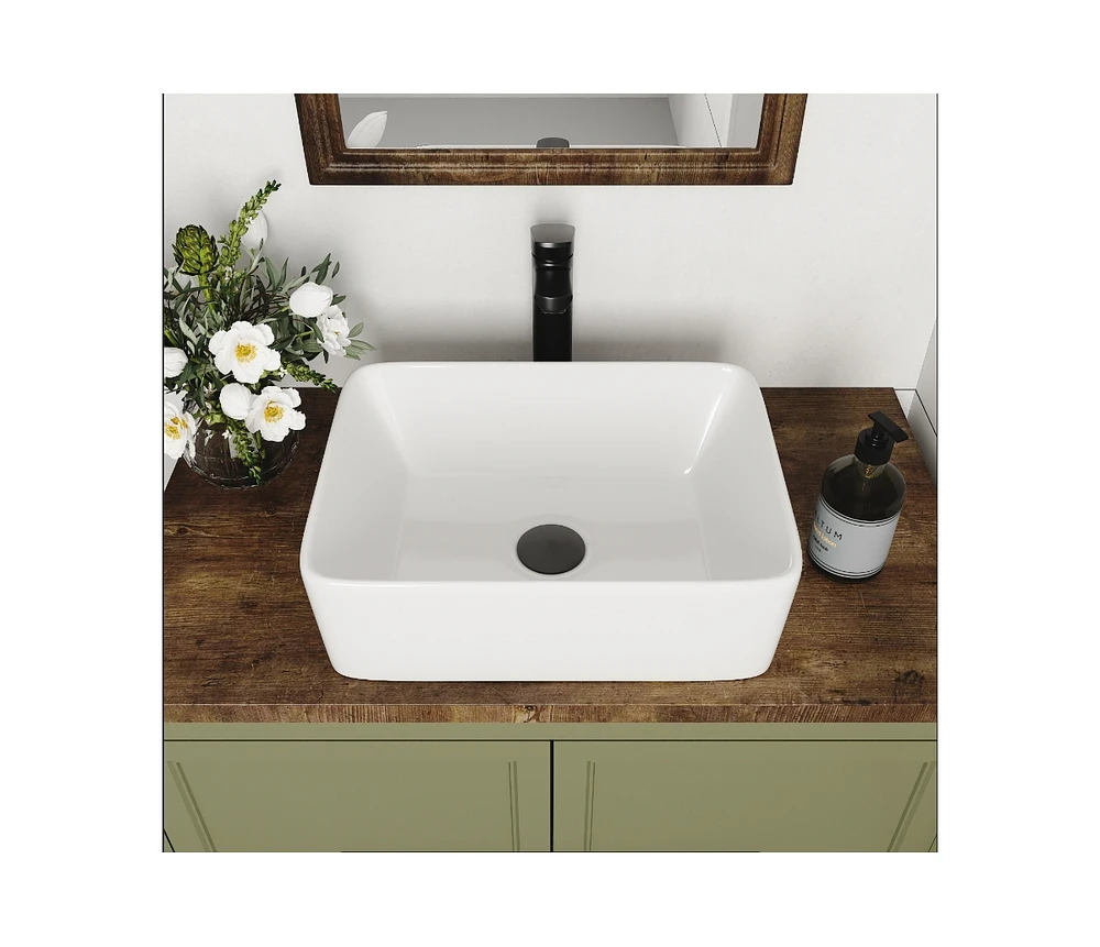 DeerValley Liberty 16'' x 12'' Rectangular Vitreous China Vessel Bathroom Sink