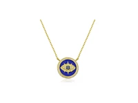 Etoielle Enamel Evil Eye Disc Medallion Necklace Encusted with Cubic Zirconia 18 inches adjustable