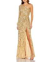 Mac Duggal Women's Embellished One Sleeve Faux Wrap Gown