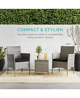 Slickblue 3-Piece Pe Wicker Outdoor Patio Furniture Dining Set with Cushions