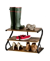 Slickblue Modern Industrial 3-Tier Shoe Rack - Stylish Storage Organizer for Entryway