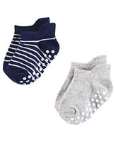 Hudson Baby Boys Non-Skid No-Show Socks Asst Stripes, 12-24 Months