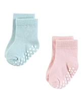 Hudson Baby Girls Cotton Rich Newborn and Terry Socks, Soft Dots, 12-24 Months