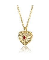 GiGiGirl 14k Gold Plated Little Heart Pendant Necklace with Red Cubic Zirconia