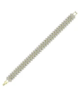 Genevive Sterling Silver 14K Gold Plated Clear Cubic Zirconia 4-Row Tennis Bracelet