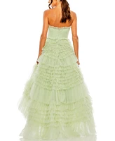 Mac Duggal Women's Strapless Tulle Ruffle Gown