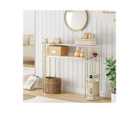 gaomon Console Table Gold Sofa Tables Narrow Entryway Table with Storage and Shelves