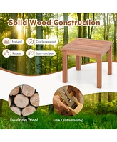 Gouun 18-Inch Square Wooden Adirondack Side Table with Slatted Top for Indoor and Outdoor Use
