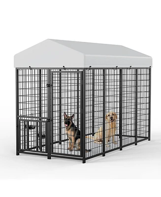 Lovmor Stainless Steel Dog Kennels,Panel Metal Yard Kennel, for Dog