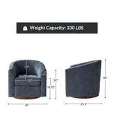 Hulala Home Victor Modern Swivel Barrel Chair with Solid Wood Base