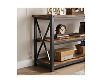 gaomon 3 Tier Console Table, 47.2" Narrow Entryway Table with Storage, Wood Sofa Table with Metal Frame