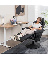 Gouun Massage Gaming Chair with Reclining Backrest, Retractable Footrest, Adjustable Height, 360° Rotation