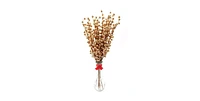 Floral Home Pack of 12 Artificial Berry Twigs with Gold Berries - 17 Inches Tall - Realistic and Lifelike Christmas