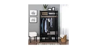 Slickblue Black Freestanding Bedroom Cabinet Armoire Wardrobe Closet for Stylish Storage and Organization