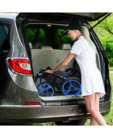 Gymax 4 Wheels Foldable Golf Push Pull Cart Trolley w/ Brake Waterproof Bag