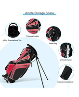 Gymax Golf Stand Bag 6 Way Divider Golf Carry Bag w/ Straps & 7 Storage Pockets