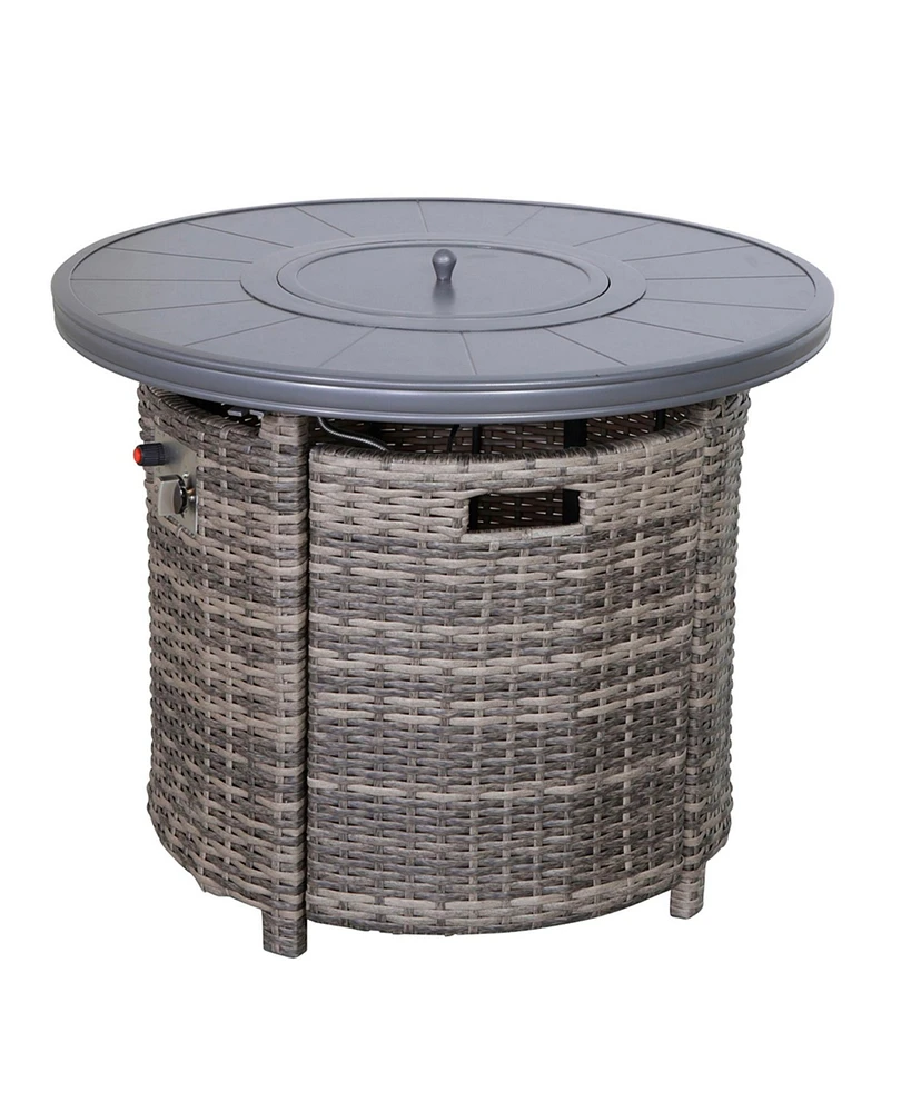 Mondawe 25" H x 32" W Aluminum Outdoor Fire Pit Table with Lid