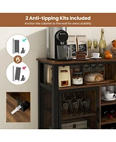 Gouun 55-Inch Buffet Sideboard with 8-Bottle Wine Racks and Glass Holders