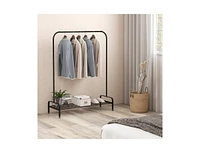 Slickblue Heavy Duty Metal Garment Rack Clothes Hanging Rod with Bottom Storage Shelf