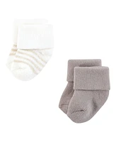 Hudson Baby Boys Unisex Cotton Rich Newborn and Terry Socks, Taupe Sheep, 0-6 Months