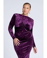 Eloquii Women's Twist Bodice Velvet Maxi Dress