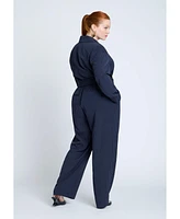 Eloquii Plus Pinstripe Jumpsuit With Belt