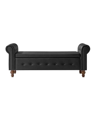 Hulala Home Benito Modern Storage Bench with Solid Wood Legs