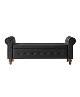 Hulala Home Benito Modern Storage Bench with Solid Wood Legs