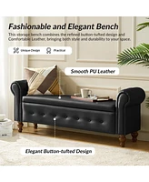 Hulala Home Benito Modern Storage Bench with Solid Wood Legs