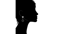 Rivka Friedman Rhodium Onyx + Pave Cz Double Clover Drop Earrings