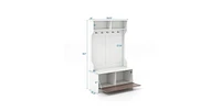 Slickblue Entryway Bench Coat Rack Shoe Storage Cabinet in Oak Wood Finish