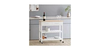 Slickblue Modern Kitchen Island Cart with Wood Top 2 Drawers and 2 Bottom Shelves