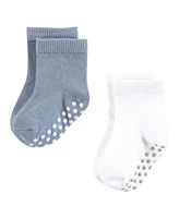 Hudson Baby Boys Cotton Rich Newborn and Terry Socks, Blue Gray Basic, 12-24 Months