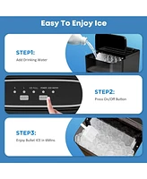 Jinjunye Ice Maker Countertop 34lbs/Day, 9 Ice Cubes in 6 Mins, Self-Cleaning Portable Ice Makers 2 Size Bullet Cube