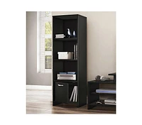 Slickblue Modern Bookcase with 3 Shelves and Bottom Door for Storage and Display