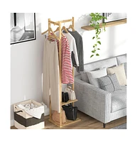 Unho Bamboo Freestanding Cloth Rack: Multi-functional Clothes Stand with Solid Base