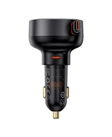 Baseus Enjoyment Pro Car Charger C + Retractable C & iP Cable 60W Cluster Black