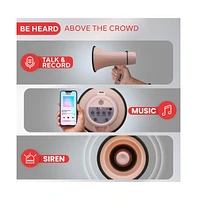 Pyle Portable Megaphone with Siren, 20 Watt Power, Aux Input for MP3, Automatic Siren, Lightweight