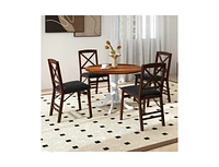 Solid Wood Round Kitchen Dining Table with Legs and Top