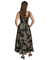 Donna Karan New York Women's Printed Square-Neck Belted Dress