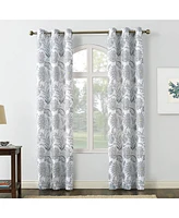 Janelle Medallion Floral Semi-Sheer Grommet Curtain Panel