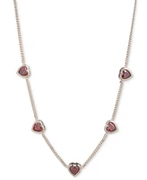 Givenchy Gold-Tone Red Cubic Zirconia Heart Statement Necklace, 16" + 3" extender