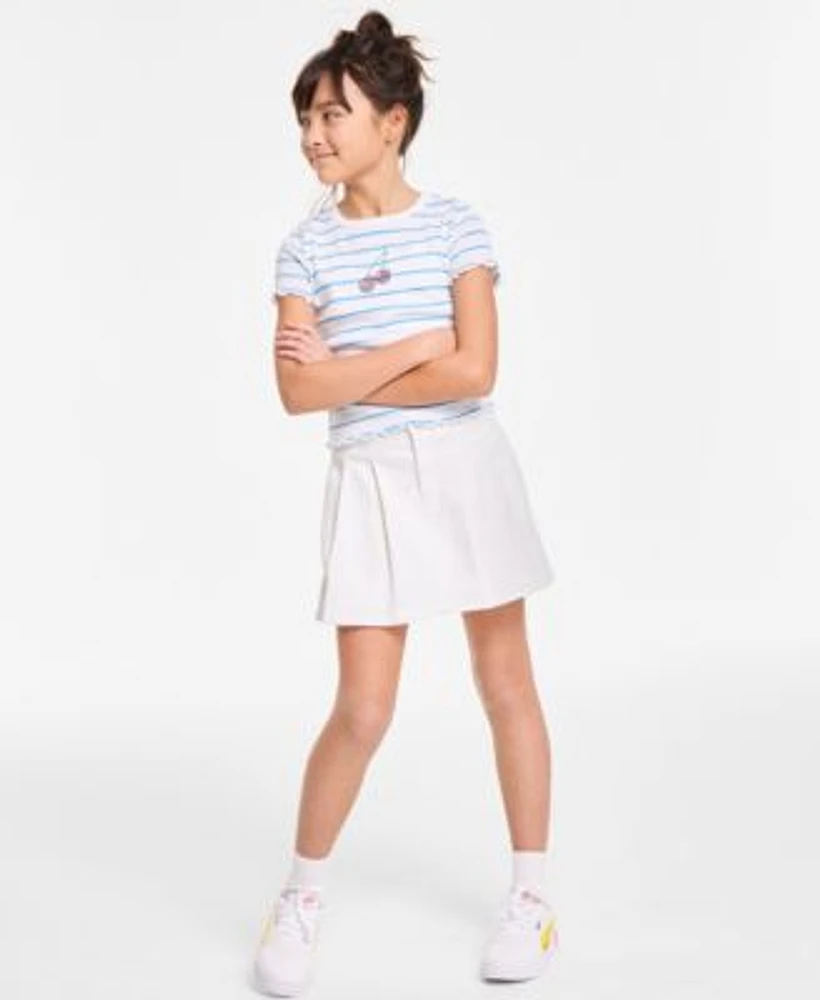 Epic Threads Little Big Girls Cherry Stripe Rhinestone Baby Tee Cloud Denim Skort Exclusively At Macys
