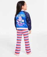 Epic Threads Toddler Girl Satin Bomber Jacket 2 Pc. Stripe Ribbed Knit Top Flared Pants Set Exclusively At Macys