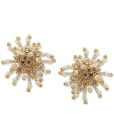 lonna & lilly Gold-Tone Pave & Imitation Pearl Starburst Stud Earrings